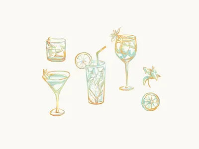 Tropical art bourbon brushes citrus cocktail drink drinks editorial fruit glass glasses gradient hawaii illustration island margarite procreate sunset texture tropical