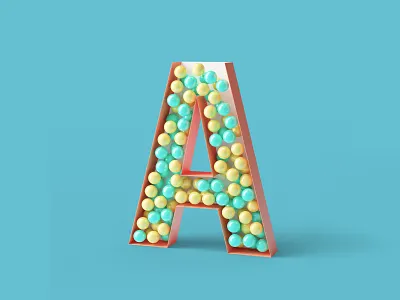 Shapes and Letters 3d blender colourful design letter a simple