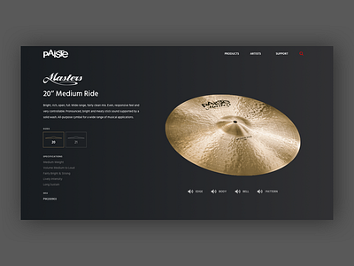 Paiste Cymbal Detail Concept cymbal cymbals detail paiste product product detail page uidesign web