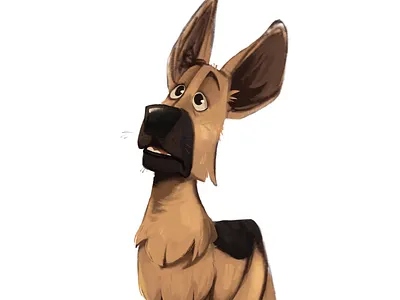 "Don't Give Me That Look..." animal art canine character design digital art digital painting dog dogs german shepherd illustration procreate