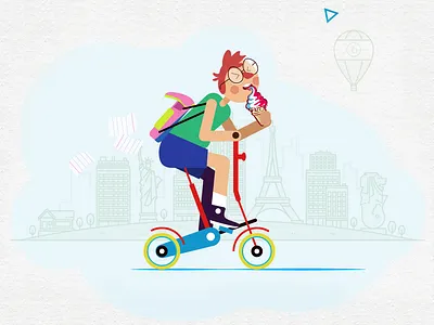 childhood bicycle ice cream illustration