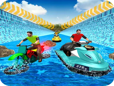 Aqua Bike Stunts: Water Impossible Ramps android aqua bike cargoplane chasing fascinate game impossible jetski motorboat racer ramps scooter stunts surfing water