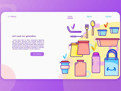 Zero Waste Landing Page clean design flat illustration illustrator mobile ui ux vector web website zero waste