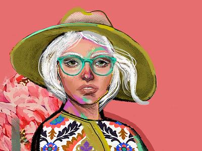 Portrait albino digital art digital painting girl girl painting hat pastels peach color portrait white hair