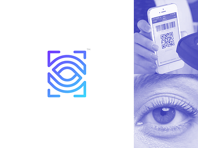 QR Scan + Eye mark eye gradiant minimal qr qr code scan technology trace tracking vision