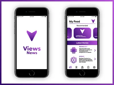 Views News - Your News. Your Voice. Your Views. app development beta branding concept design design logo logo design concept news news feed ui ux vector views