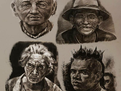 Doodles2 charcoal drawing portrait traditional art