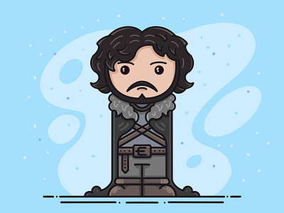 Jon Snow Illustration art bastard character chibi cute dark flat game of throne graphic design house stark illustration jon snow king of the north procreate snow tv show you know nothing jon snow