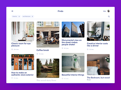 Findo: search cards ui design home page list page search sketch tags