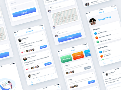 Homework Discussion App Concept - Solve Homework Together app concept app design behance clean app design interaction design ui design uiux user interface design ux design wireframe