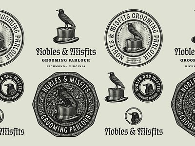 Nobles & Misfits pt. II badge branding design engraving etching illustration logo peter voth design vector