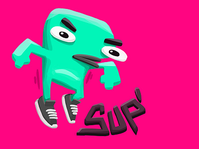 Sup' 2d art cartoon character design energy energy arthouse graphics illustration mentol movement pink product sketch super superb symbol trendy vector