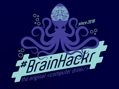 #BrainHackr branding illustration logo vector