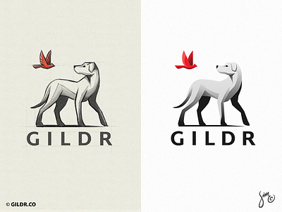 Gildr | Logo Design animal design bird brand identity cardinal dog goodbye gradients grayscale illustration logo red and black shadow sketch