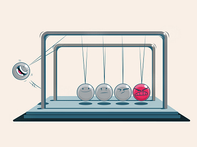 Newton's Cradle anger cartoon desktop toy emotions executive happy illustration moodswing newtons cradle stress toy