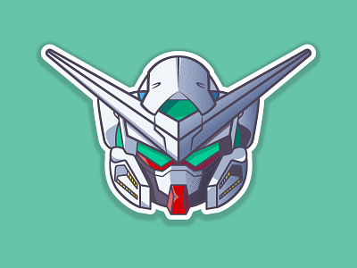 Gundam Exia 2d anime flat design gundam helmets illustration robots vector