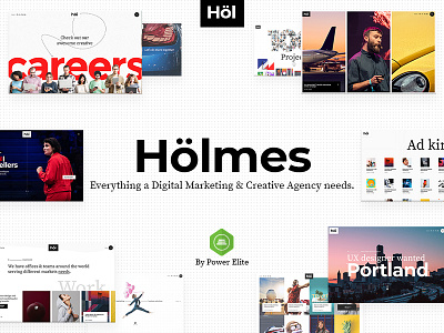 Holmes adveristing agency branding creative design digital digital agency digital marketing landing page layout marketing marketing agency portfolio template theme ui ux webdesign website mockup wordpress