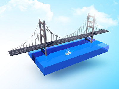 Boğaz Köprüsü / Bosphorus Bridge 3d art bosphorus bridge c4d cinema4d city digital historical icon illustration isometric istanbul minimalism model modeling painting sea simple tree