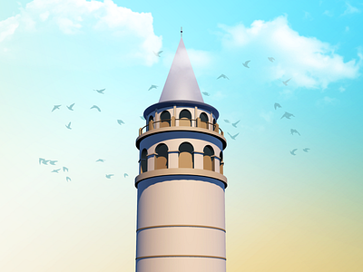 Galata Kulesi / Galata Tower 3d 3d art art beyoglu building c4d cinema 4d concept design digital galata galata tower historical icon illustration istanbul minimalism modelling painting