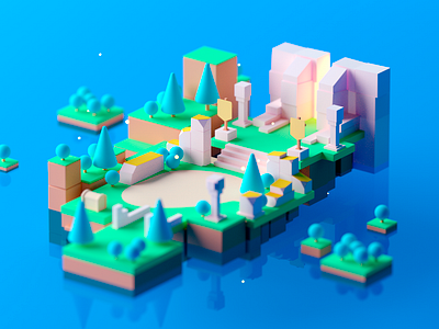 Game Environment #2 3d c4d cinema 4d design fantasy game game building game design illustration isometric isometric room low poly lowpoly octane