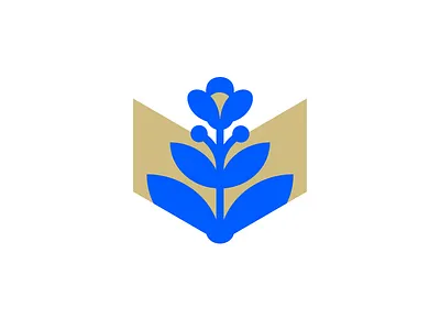 Kids logo book flower grow kids logo mark