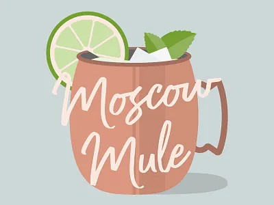 Moscow Mule illustration cocktail color palette copper copper mug design drink favorite drink gif ice cubes illustration lime mint moscow moscow mule moscow mule mug motion motion graphics mule typography