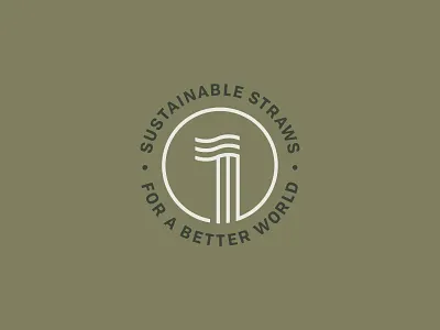 Reusable Straw Badge brand branding design environment flag graphic design icon identity line lines logo mark natural straw vector wave