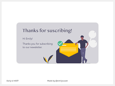 Dailyui 77 dailyui design sketch app subscribe thank you uidesign uxdesign