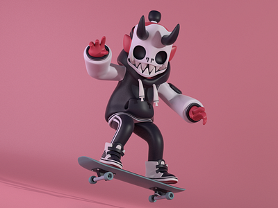 Skater Boy 3d 3d art 3dartist character art character concept character design design dokkaebi graffiti hoodie illustration korean mask modo monster skateboard skateboarddesign