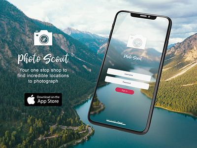 Photo Scout app design logo ui ux