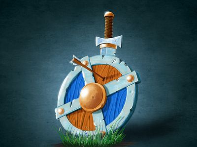 shield & sword arrow cg game illustration shield shield and sword sword