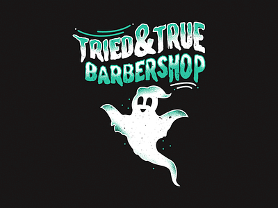 Ghost Barber barber barber logo ghost green hair haunted illustration minimalist spector spook spooky white