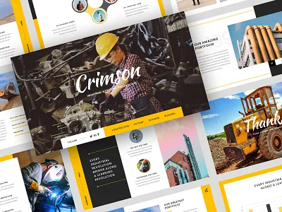 Crimson - Industrial & Factory PowerPoint Template agency branding business company corporate creative design marketing modern powerpoint powerpoint design powerpoint template presentation template ui
