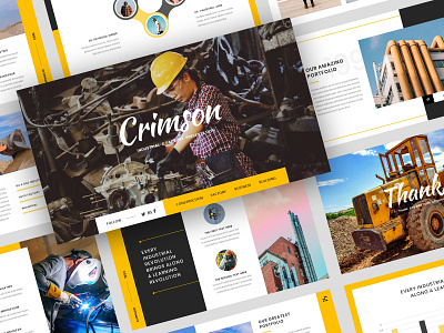 Crimson - Industrial & Factory PowerPoint Template agency branding business company corporate creative design marketing modern powerpoint powerpoint design powerpoint template presentation template ui