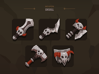 Casual Weapon Icon Skull 3d attack ax cartoon casual dagger fantasy games hamer lowpolygon rpg shield short sword sword swords vr weapon