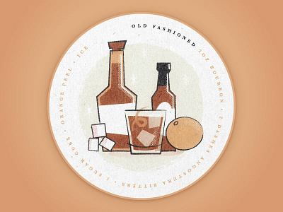 Old Fashioned Coaster bar baskerville bourbon coaster cocktail design illustration matchbox old fashioned orange vintage whiskey