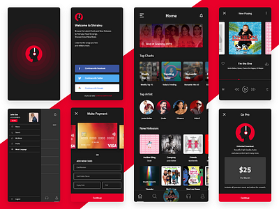 Music App Design Concept dark dark app dark background dark theme designs music music app red and black songs theme design ui user interface ux