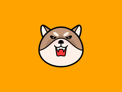 Grrr angry animal avatar bark cute dog flat design grr grrr head icon illustration line lineal color pet shiba inu vector