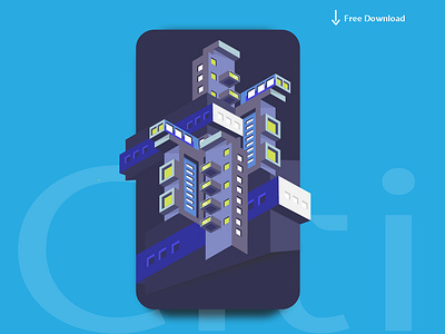 City Illustration flat freebe illustration isometric