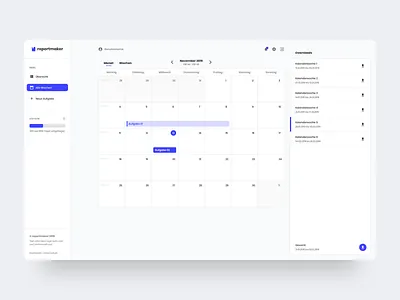 Calendar view for Reportmaker branding calender dashboard design logo minimal simple design ui web webdesign website