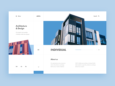 Architecture & Design Agency Web-site concept arch architecture blue clean concept design house minimal site ui web xd