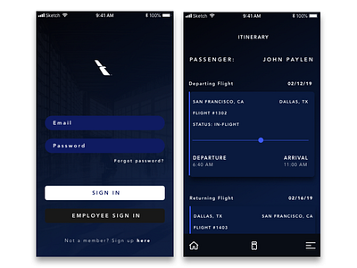 Dribbble airlines airlines app dark ui design minimal product design ui user experience user interface ux