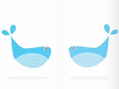 Whale in the mirror art blue cute cute animal design fish happy illustration sad whale