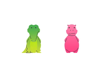 Cute little animals animal cartoon crocodile hippopotamus icon illustrator