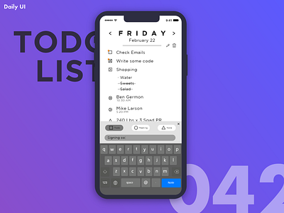 DailyUI Challenge #042 | ToDo List adobexd app color creative dailyui design flat graphics illustration minimal namename todo app todoist ui ux web webdesign website