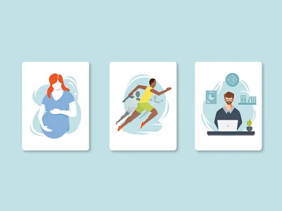 Pregnancy | Athlete | Desk Job Illustration 2d branding character character design dribbble flat design illustration inspirations logo shot vector