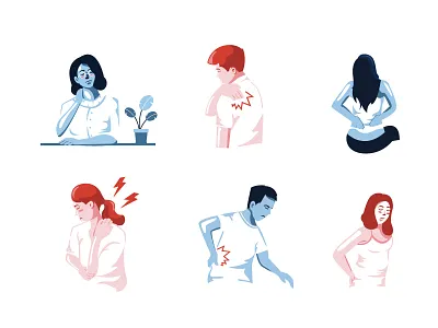 Neck & Back Pain Illustration 2d branding character character design dribbble flat design illustration inspirations logo shot vector