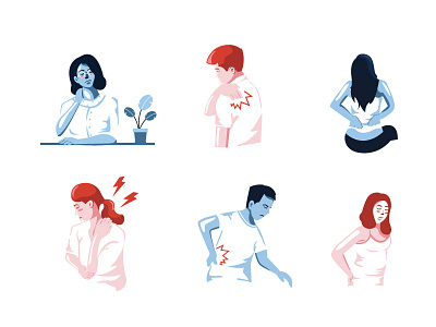 Neck & Back Pain Illustration 2d branding character character design dribbble flat design illustration inspirations logo shot vector