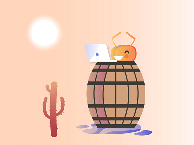 Coding in the desert ant character design identiy illustration summer vector