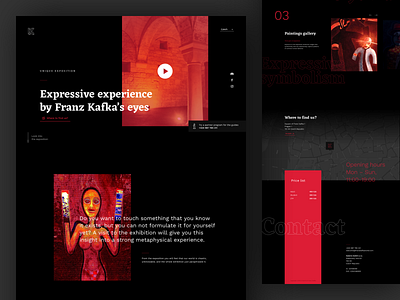 Website for World of Franz Kafka black contrast dark design exhibiton gallery kafka ui ux web website